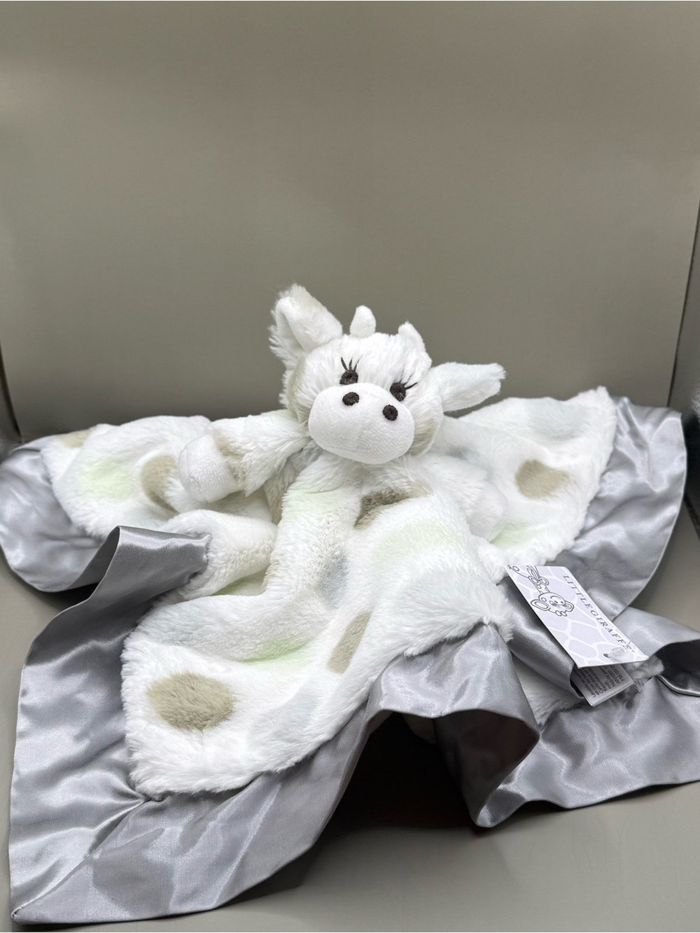 NWT Little Giraffe Lux Dot Plush Giraffe Lovey Soother Baby Blanket Satin Trim